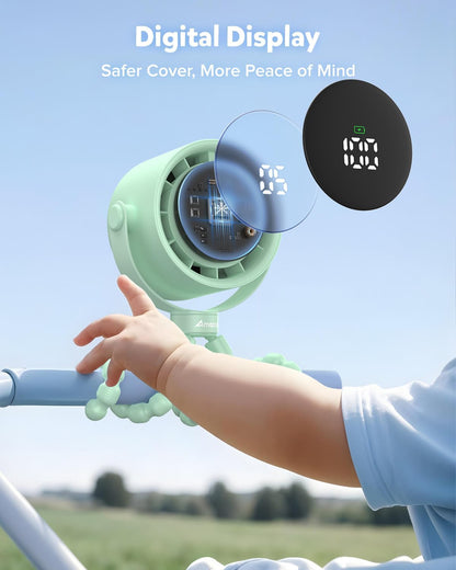 Baby Stroller Fan, Rechargeable Portable Clip on Fan, 17H Cooling