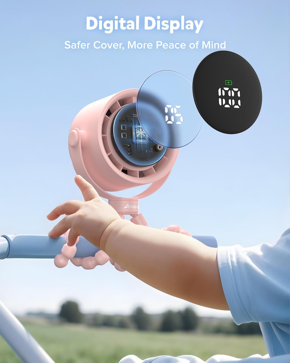 Baby Stroller Fan, Rechargeable Portable Clip on Fan, 17H Cooling