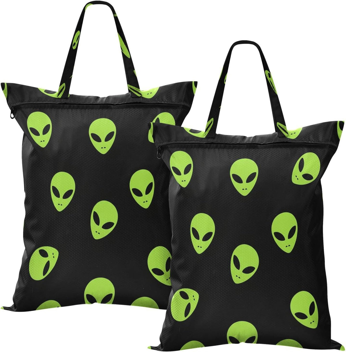 Green Aliens Waterproof Travel Laundry Bag Reusable 2 Packs