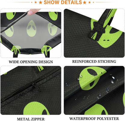 Green Aliens Waterproof Travel Laundry Bag Reusable 2 Packs