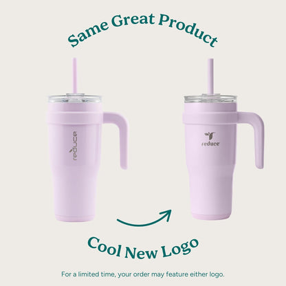 24 oz Stainless Steel Tumbler with Handle - Dual-Wall Vacuum Insulated Travel Mug, Sweat-Proof Lid & Reusable Straw - Keeps Drinks Cold for 24 Hrs, Fits Cupholders, Dishwasher Safe-Pink Cotton