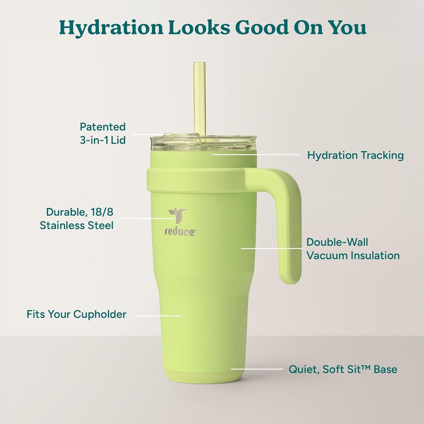 24 oz Stainless Steel Tumbler with Handle - Dual-Wall Vacuum Insulated Travel Mug, Sweat-Proof Lid & Reusable Straw - Keeps Drinks Cold for 24 Hrs, Fits Cupholders, Dishwasher Safe-Pink Cotton