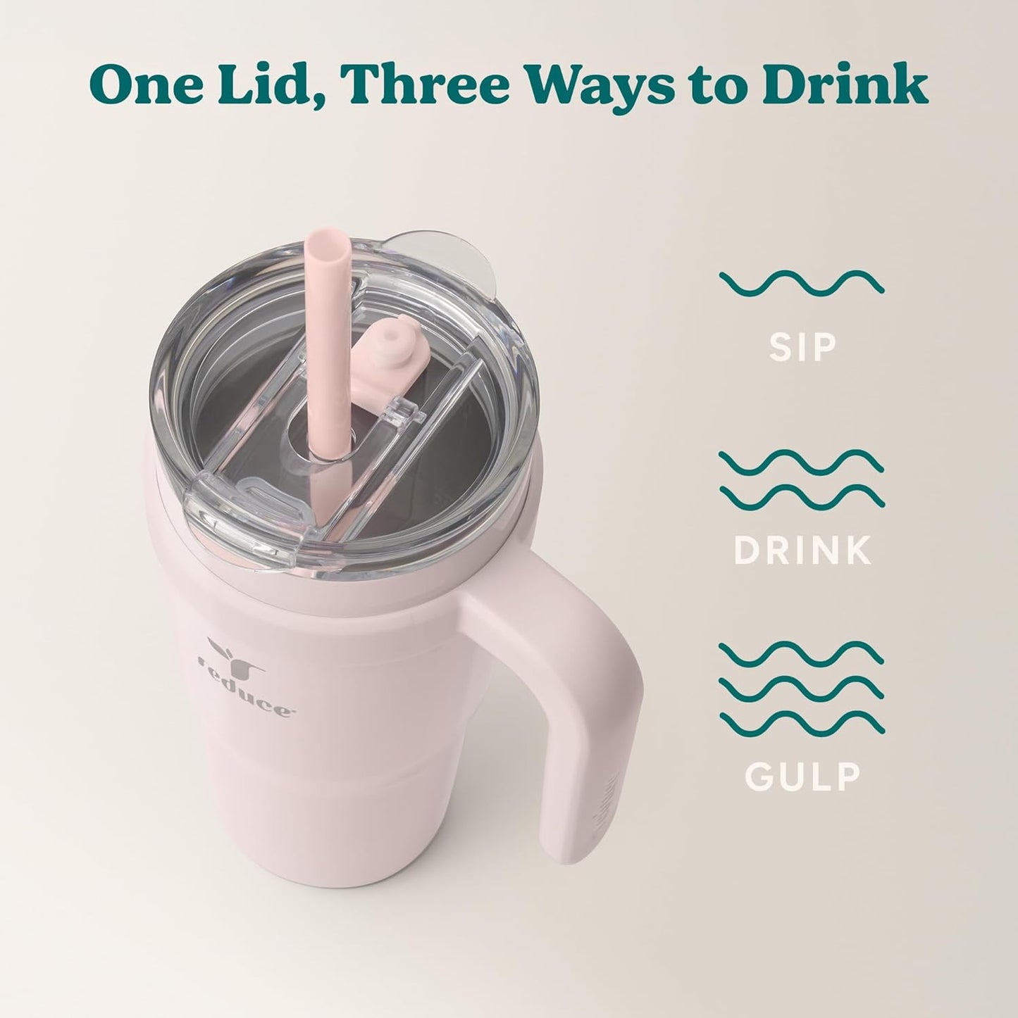 24 oz Stainless Steel Tumbler with Handle - Dual-Wall Vacuum Insulated Travel Mug, Sweat-Proof Lid & Reusable Straw - Keeps Drinks Cold for 24 Hrs, Fits Cupholders, Dishwasher Safe-Pink Cotton