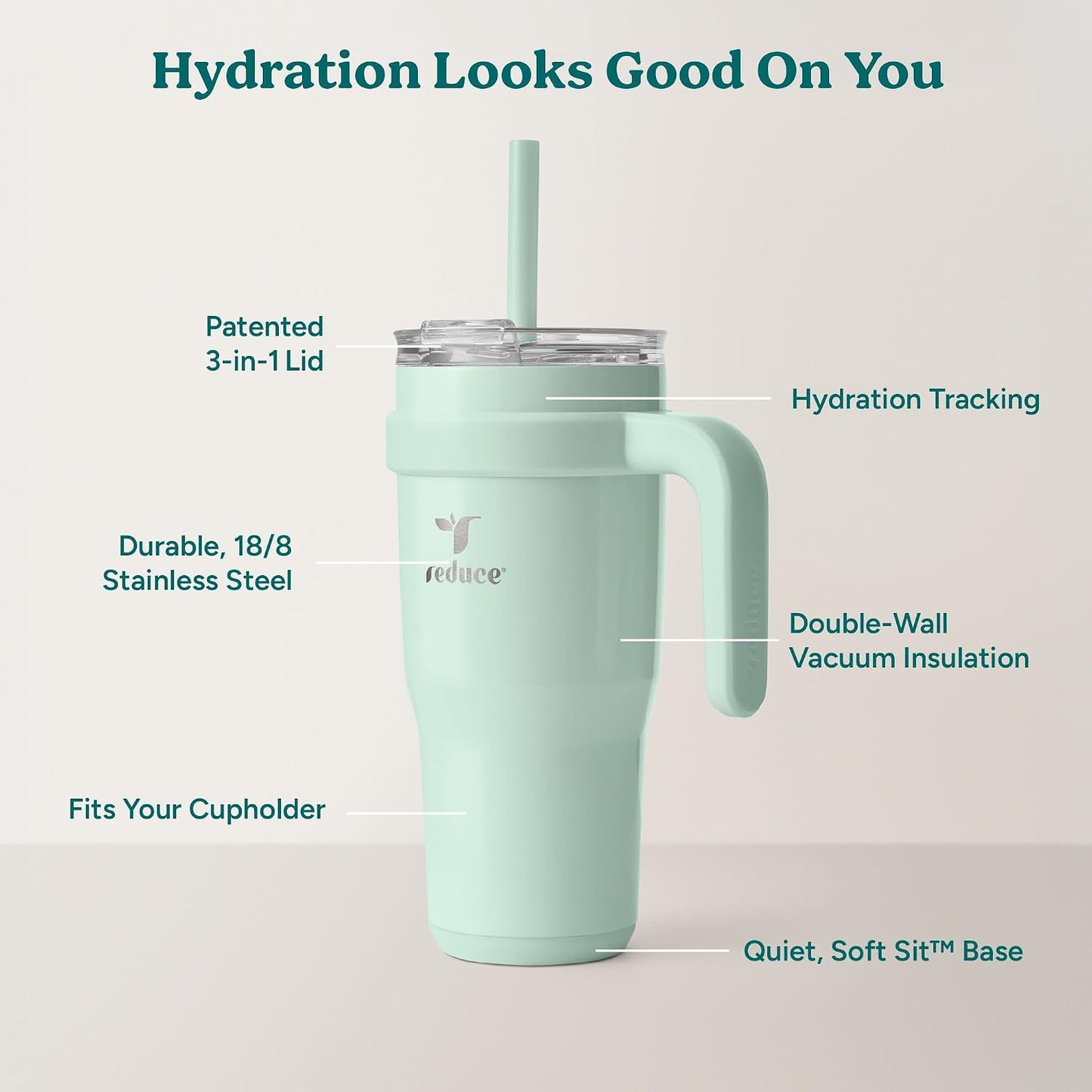 24 oz Stainless Steel Tumbler with Handle - Dual-Wall Vacuum Insulated Travel Mug, Sweat-Proof Lid & Reusable Straw - Keeps Drinks Cold for 24 Hrs, Fits Cupholders, Dishwasher Safe-Pink Cotton