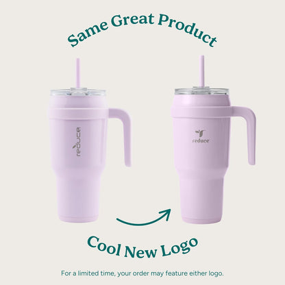 24 oz Stainless Steel Tumbler with Handle - Dual-Wall Vacuum Insulated Travel Mug, Sweat-Proof Lid & Reusable Straw - Keeps Drinks Cold for 24 Hrs, Fits Cupholders, Dishwasher Safe-Pink Cotton