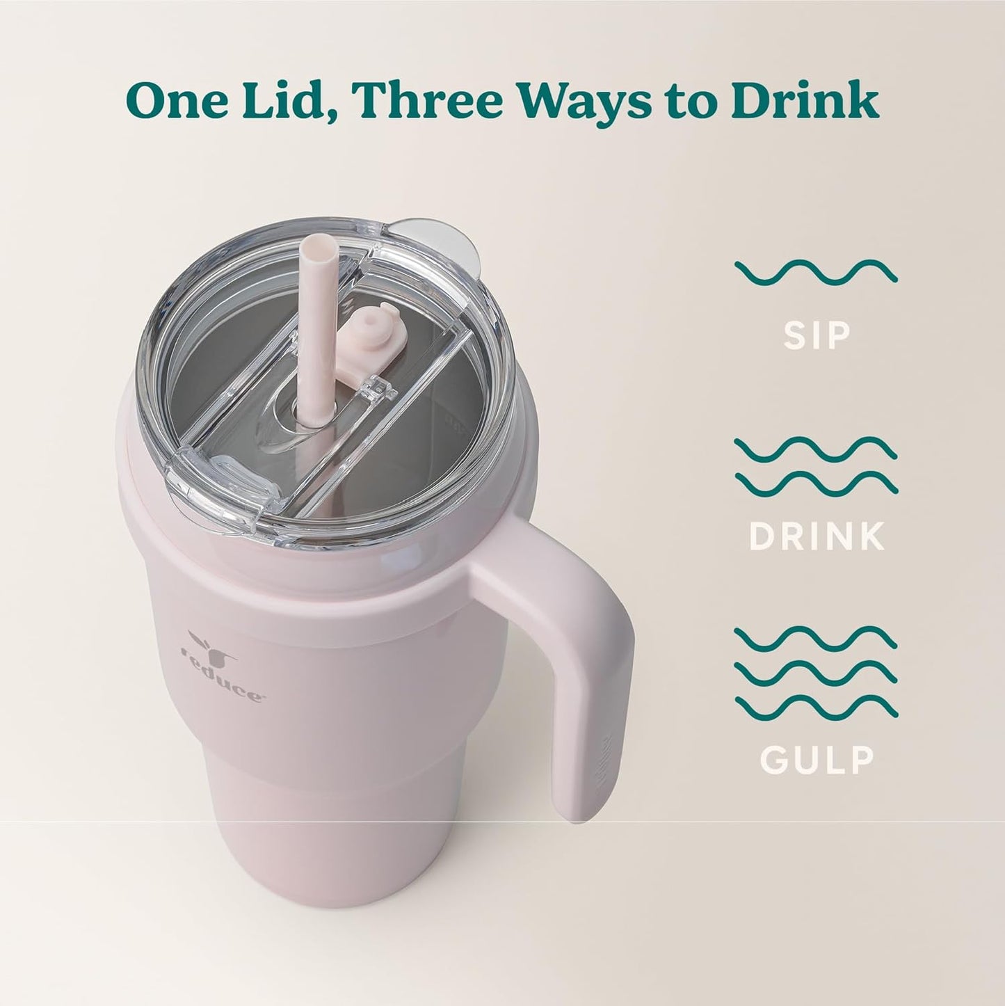 24 oz Stainless Steel Tumbler with Handle - Dual-Wall Vacuum Insulated Travel Mug, Sweat-Proof Lid & Reusable Straw - Keeps Drinks Cold for 24 Hrs, Fits Cupholders, Dishwasher Safe-Pink Cotton