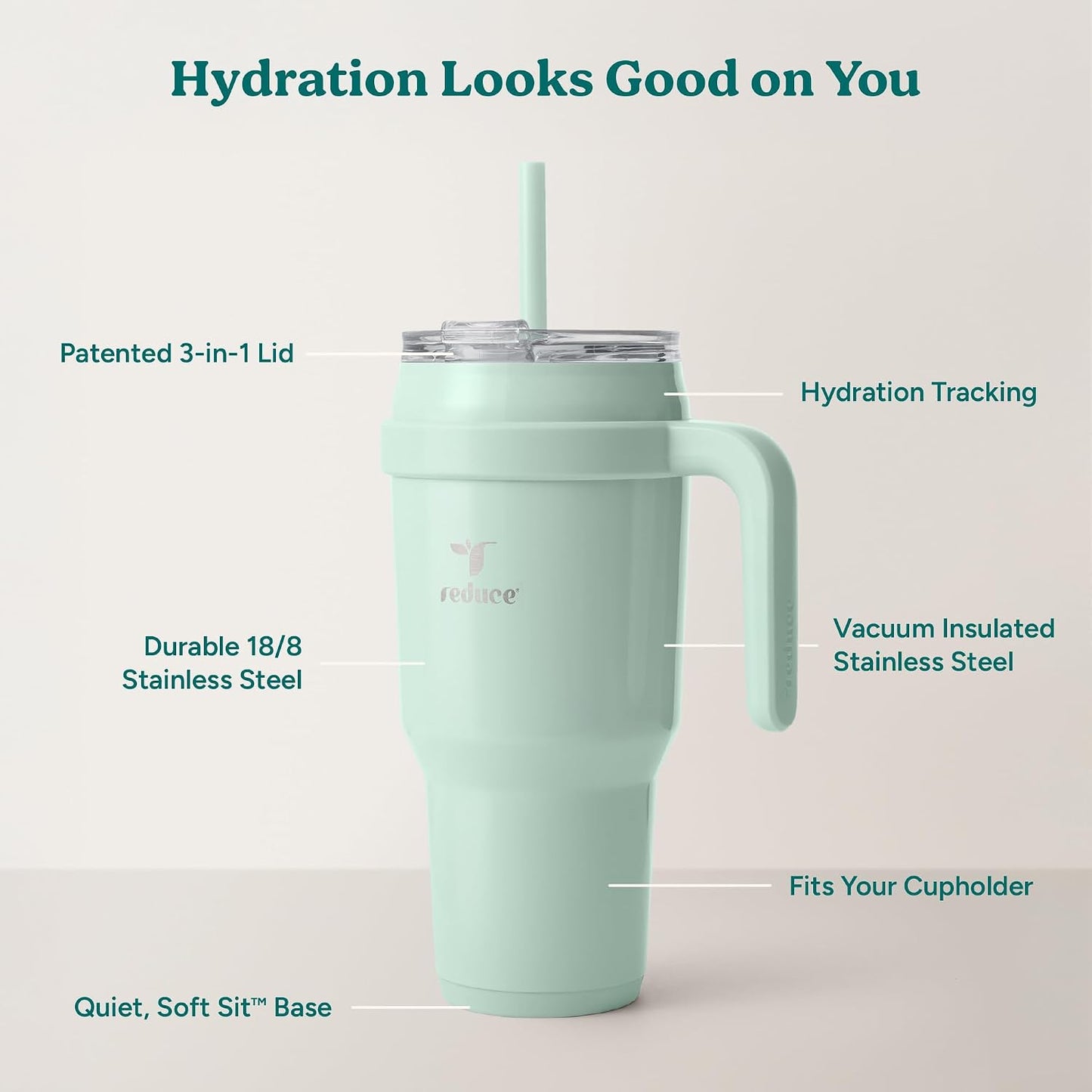 24 oz Stainless Steel Tumbler with Handle - Dual-Wall Vacuum Insulated Travel Mug, Sweat-Proof Lid & Reusable Straw - Keeps Drinks Cold for 24 Hrs, Fits Cupholders, Dishwasher Safe-Pink Cotton