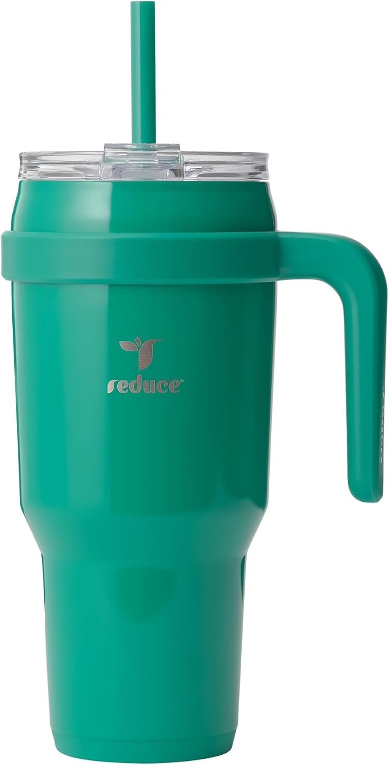 24 oz Stainless Steel Tumbler with Handle - Dual-Wall Vacuum Insulated Travel Mug, Sweat-Proof Lid & Reusable Straw - Keeps Drinks Cold for 24 Hrs, Fits Cupholders, Dishwasher Safe-Pink Cotton