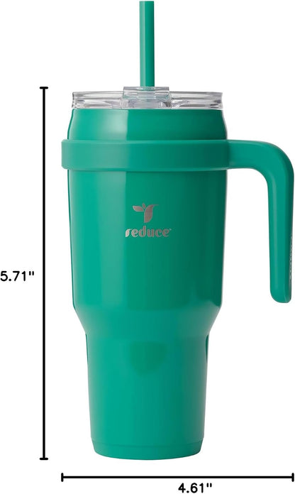 24 oz Stainless Steel Tumbler with Handle - Dual-Wall Vacuum Insulated Travel Mug, Sweat-Proof Lid & Reusable Straw - Keeps Drinks Cold for 24 Hrs, Fits Cupholders, Dishwasher Safe-Pink Cotton