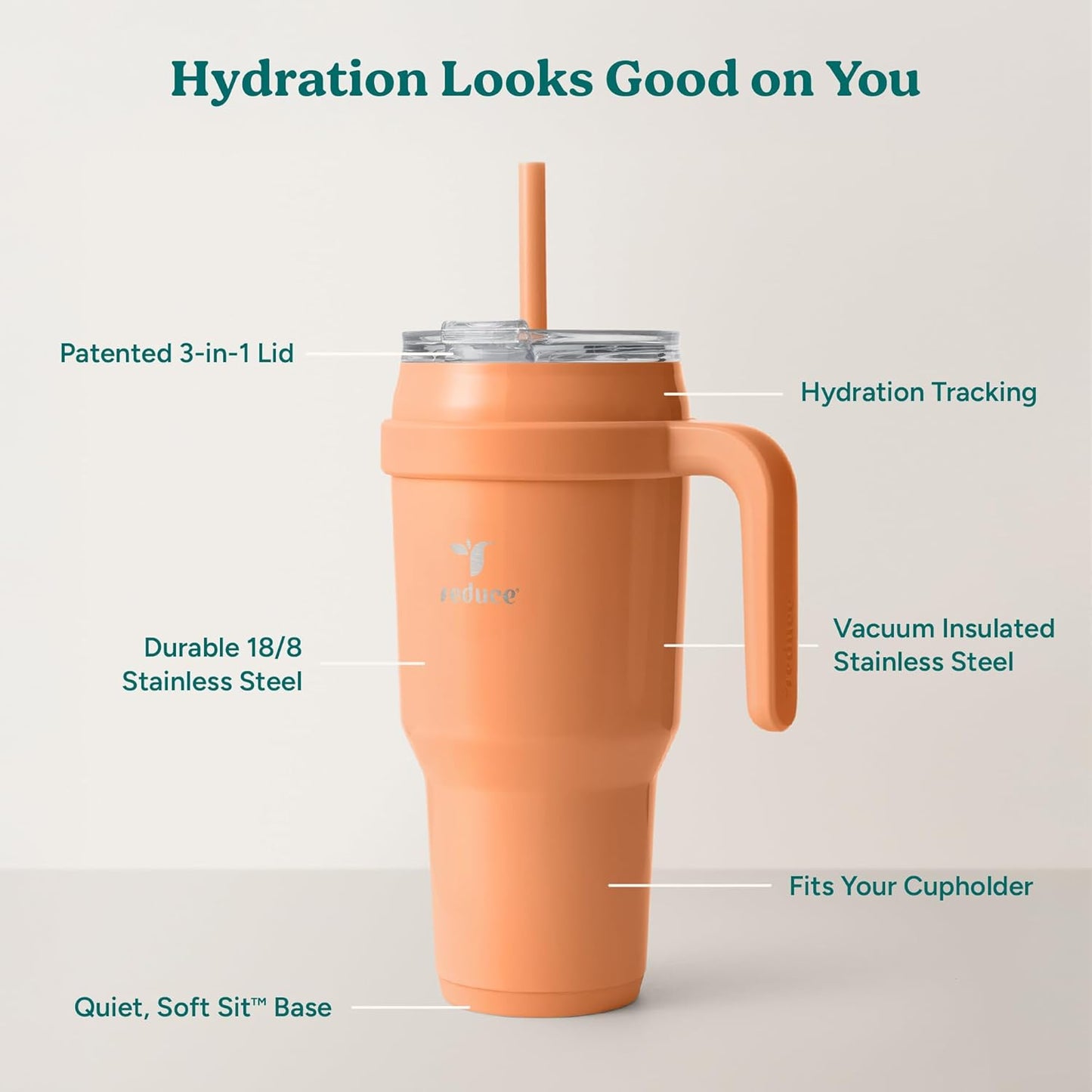 24 oz Stainless Steel Tumbler with Handle - Dual-Wall Vacuum Insulated Travel Mug, Sweat-Proof Lid & Reusable Straw - Keeps Drinks Cold for 24 Hrs, Fits Cupholders, Dishwasher Safe-Pink Cotton