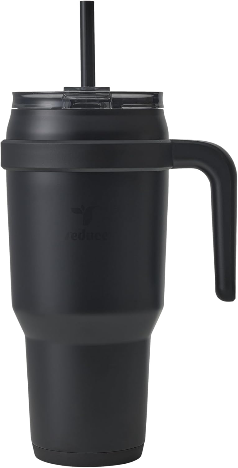 24 oz Stainless Steel Tumbler with Handle - Dual-Wall Vacuum Insulated Travel Mug, Sweat-Proof Lid & Reusable Straw - Keeps Drinks Cold for 24 Hrs, Fits Cupholders, Dishwasher Safe-Pink Cotton