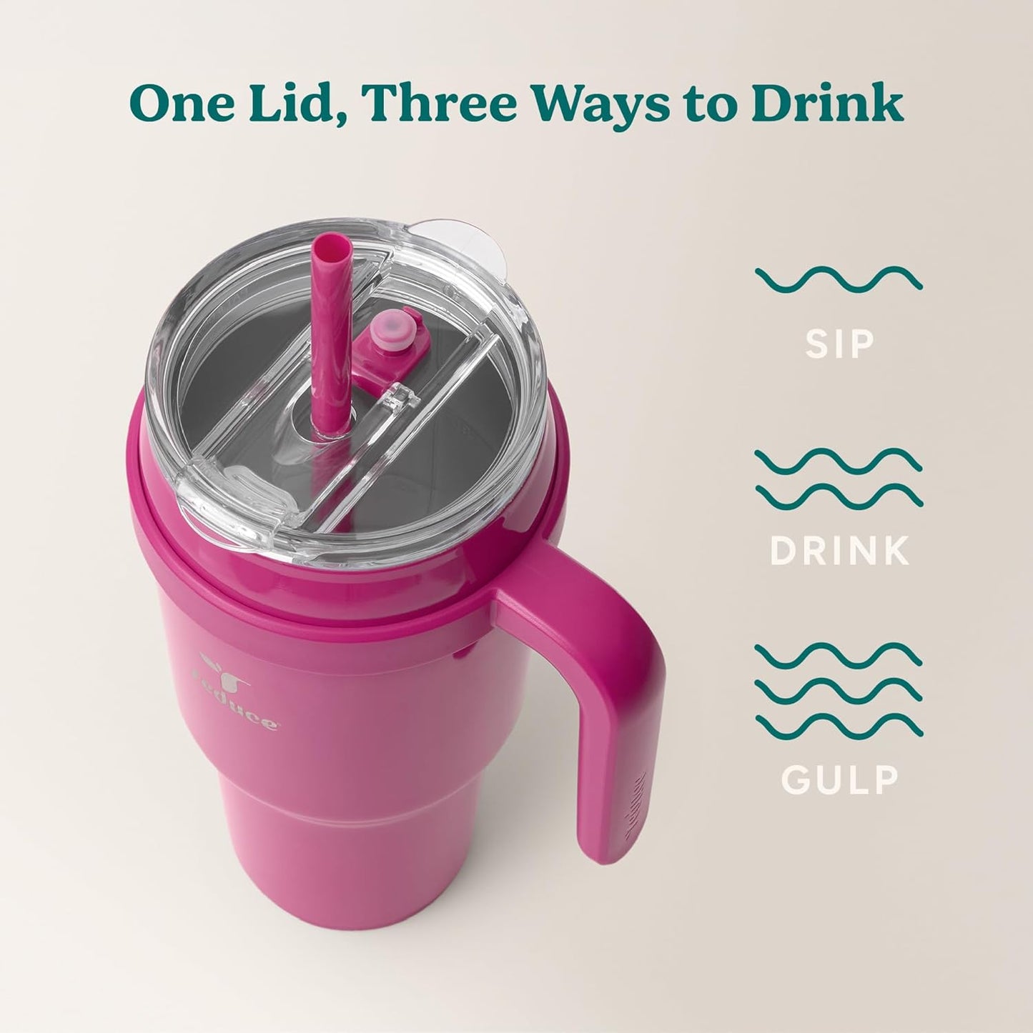 24 oz Stainless Steel Tumbler with Handle - Dual-Wall Vacuum Insulated Travel Mug, Sweat-Proof Lid & Reusable Straw - Keeps Drinks Cold for 24 Hrs, Fits Cupholders, Dishwasher Safe-Pink Cotton