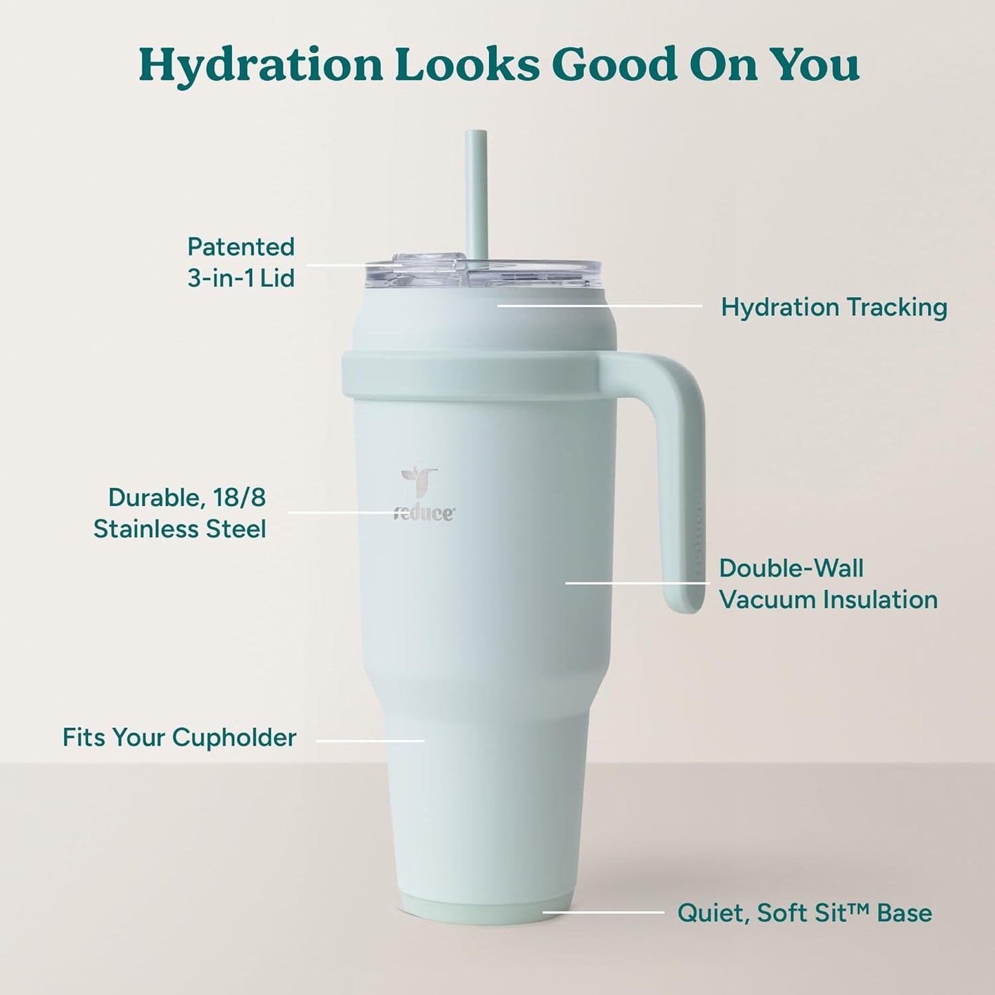 24 oz Stainless Steel Tumbler with Handle - Dual-Wall Vacuum Insulated Travel Mug, Sweat-Proof Lid & Reusable Straw - Keeps Drinks Cold for 24 Hrs, Fits Cupholders, Dishwasher Safe-Pink Cotton