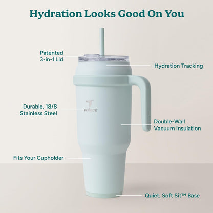 24 oz Stainless Steel Tumbler with Handle - Dual-Wall Vacuum Insulated Travel Mug, Sweat-Proof Lid & Reusable Straw - Keeps Drinks Cold for 24 Hrs, Fits Cupholders, Dishwasher Safe-Pink Cotton