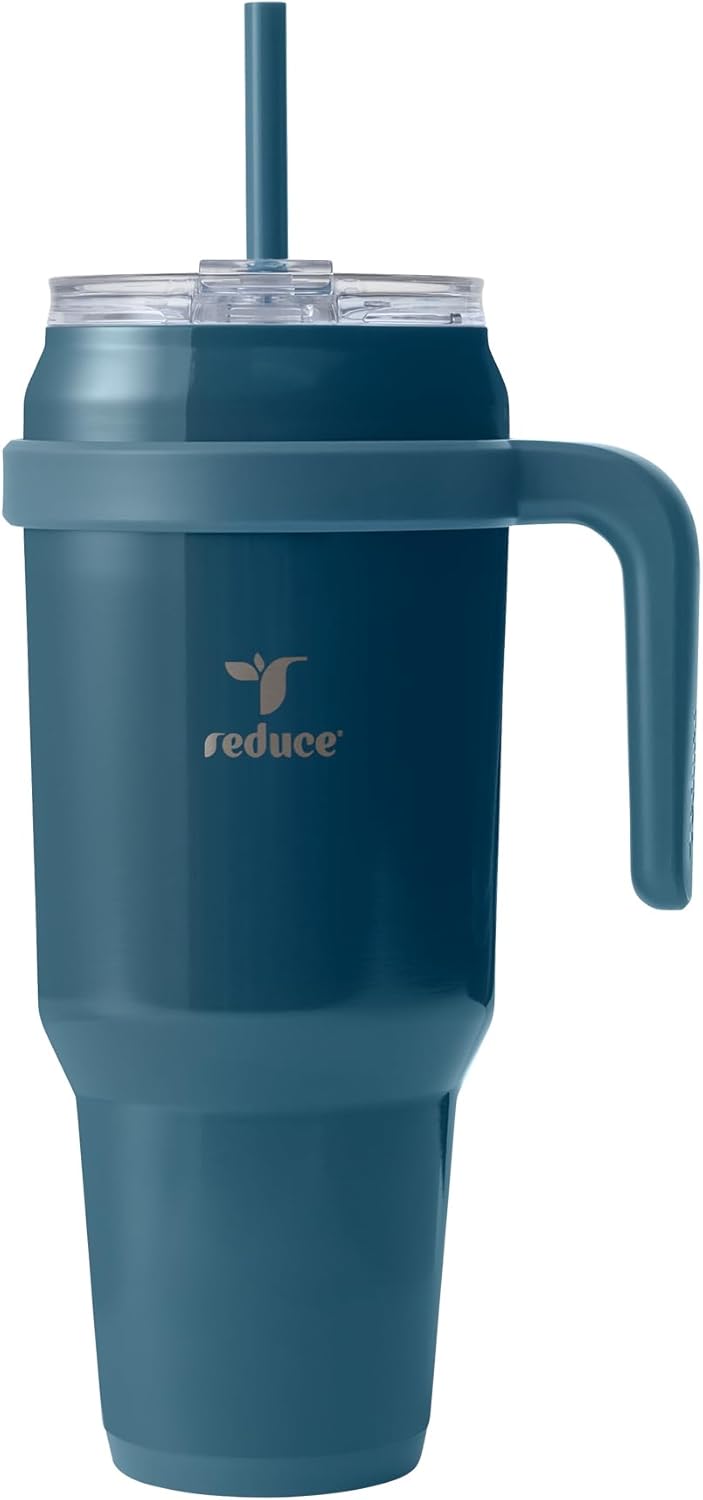 24 oz Stainless Steel Tumbler with Handle - Dual-Wall Vacuum Insulated Travel Mug, Sweat-Proof Lid & Reusable Straw - Keeps Drinks Cold for 24 Hrs, Fits Cupholders, Dishwasher Safe-Pink Cotton