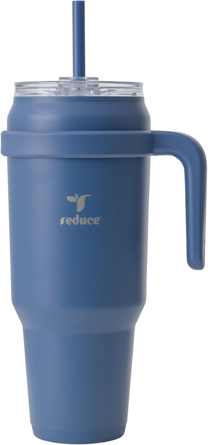 24 oz Stainless Steel Tumbler with Handle - Dual-Wall Vacuum Insulated Travel Mug, Sweat-Proof Lid & Reusable Straw - Keeps Drinks Cold for 24 Hrs, Fits Cupholders, Dishwasher Safe-Pink Cotton