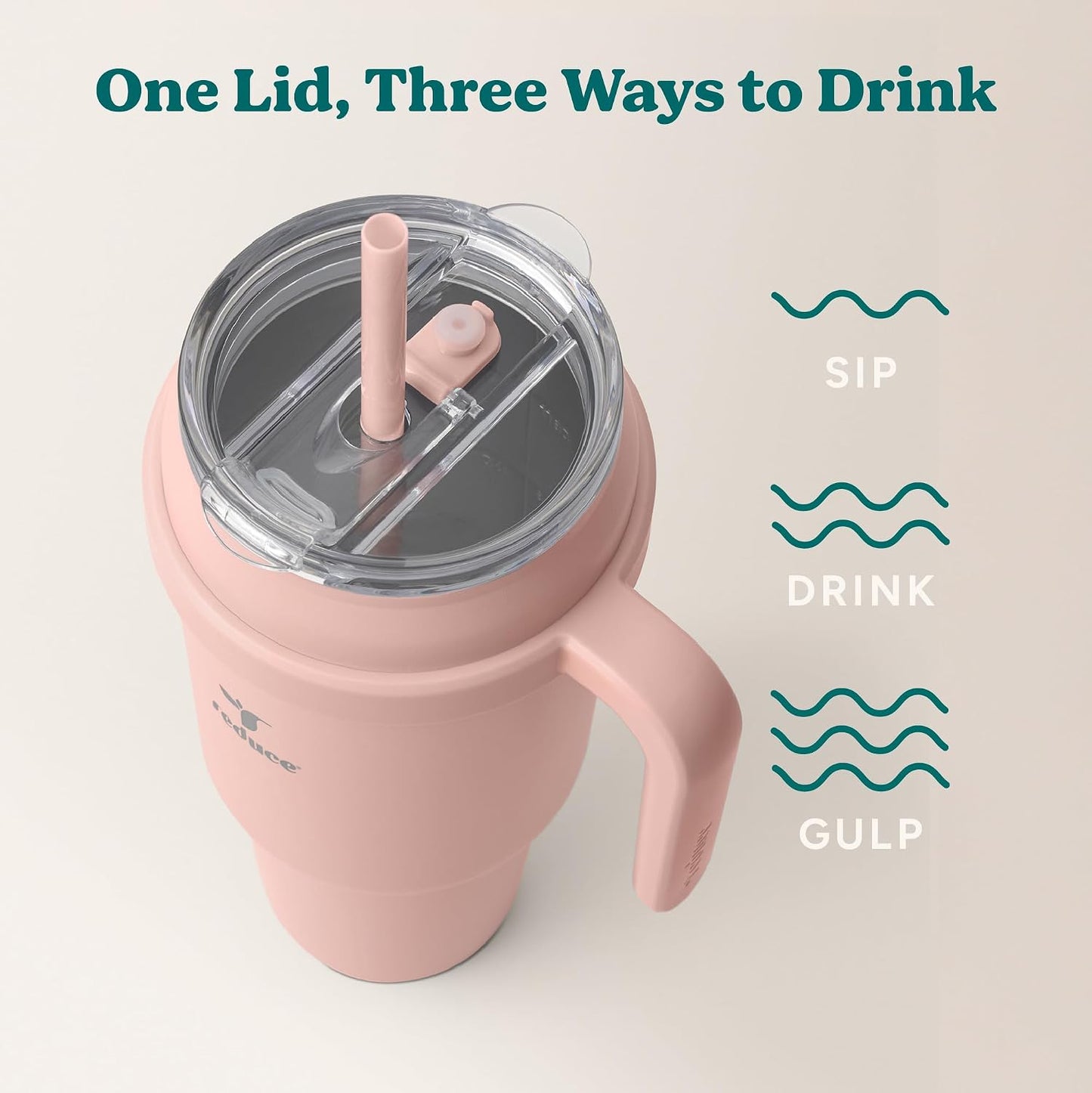 24 oz Stainless Steel Tumbler with Handle - Dual-Wall Vacuum Insulated Travel Mug, Sweat-Proof Lid & Reusable Straw - Keeps Drinks Cold for 24 Hrs, Fits Cupholders, Dishwasher Safe-Pink Cotton