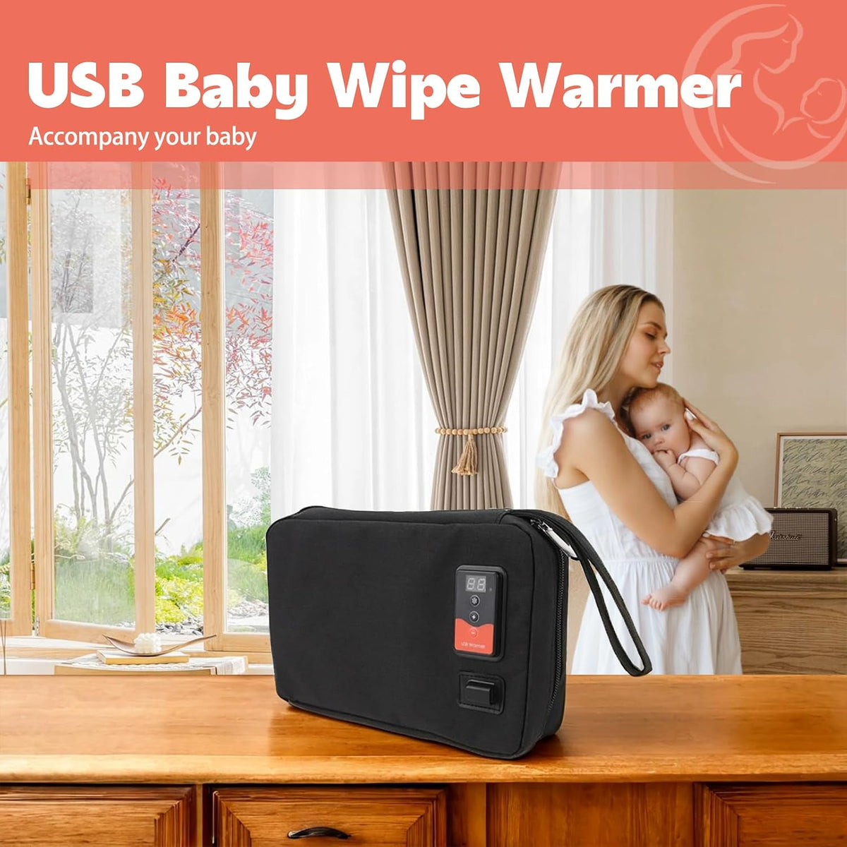 USB Baby Wipe Warmer, Adjustable 30-60°C, Portable