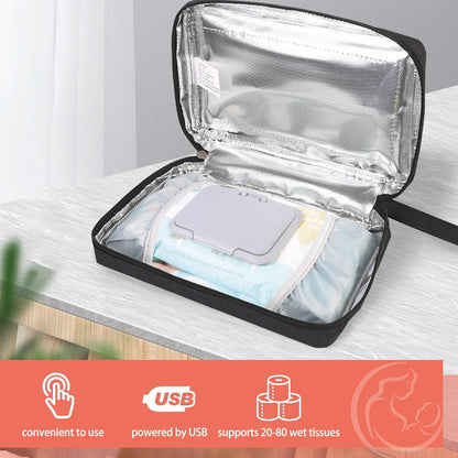 USB Baby Wipe Warmer, Adjustable 30-60°C, Portable