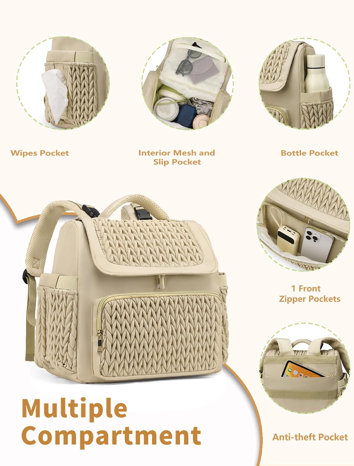 Diaper Bag Small Diaper Backpack Stylish Baby Travel Backpacks with Insulated Pockets