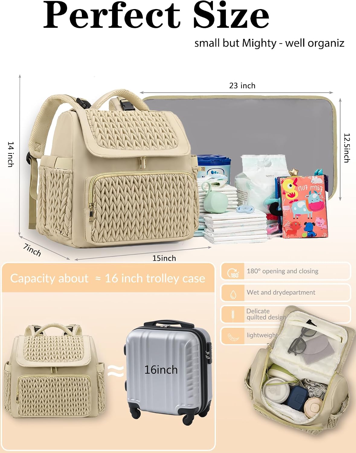 Diaper Bag Small Diaper Backpack Stylish Baby Travel Backpacks with Insulated Pockets