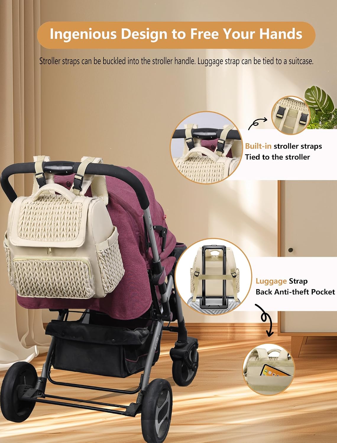 Diaper Bag Small Diaper Backpack Stylish Baby Travel Backpacks with Insulated Pockets