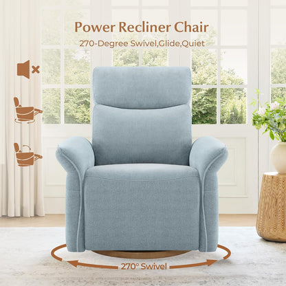 Power Swivel Glider Nursery Recliner Chair, Triple Motor, Khaki Grey