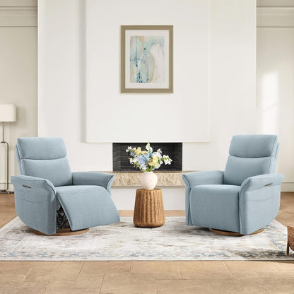 Power Swivel Glider Nursery Recliner Chair, Triple Motor, Khaki Grey