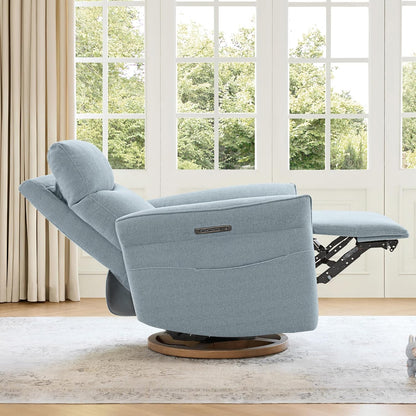 Power Swivel Glider Nursery Recliner Chair, Triple Motor, Khaki Grey