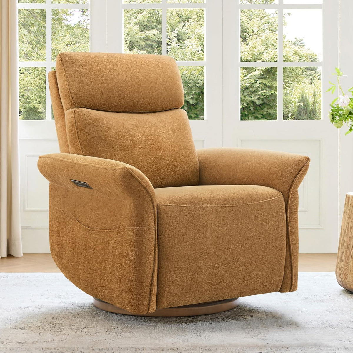 Power Swivel Glider Nursery Recliner Chair, Triple Motor, Khaki Grey