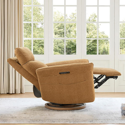 Power Swivel Glider Nursery Recliner Chair, Triple Motor, Khaki Grey