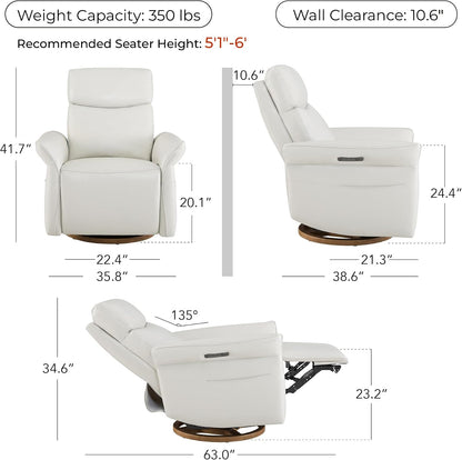 Power Swivel Glider Nursery Recliner Chair, Triple Motor, Khaki Grey