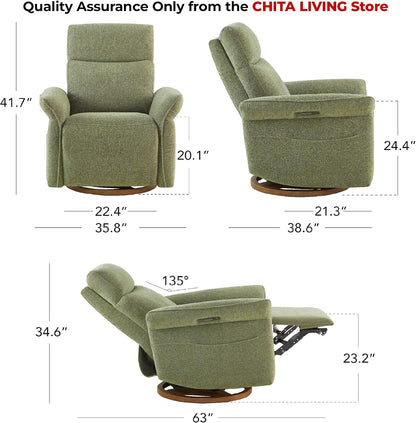 Power Swivel Glider Nursery Recliner Chair, Triple Motor, Khaki Grey