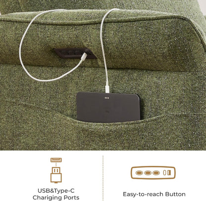 Power Swivel Glider Nursery Recliner Chair, Triple Motor, Khaki Grey
