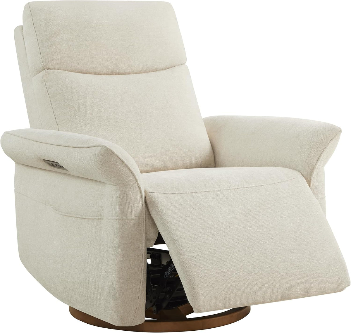 Power Swivel Glider Nursery Recliner Chair, Triple Motor, Khaki Grey