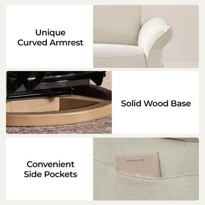 Power Swivel Glider Nursery Recliner Chair, Triple Motor, Khaki Grey
