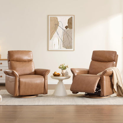 Power Swivel Glider Nursery Recliner Chair, Triple Motor, Khaki Grey
