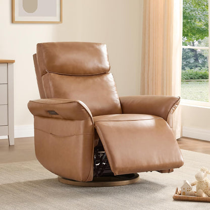 Power Swivel Glider Nursery Recliner Chair, Triple Motor, Khaki Grey