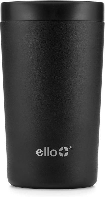 Jones 11oz Insulated Stainless Steel Leakproof Travel Mug, Black | Leakproof coffee cup keeps drinks hot for 3 hours. BPA-free, single-serve size, great for hot drinks, tea, and the office.