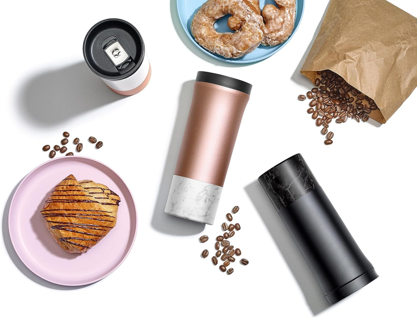 Jones 11oz Insulated Stainless Steel Leakproof Travel Mug, Black | Leakproof coffee cup keeps drinks hot for 3 hours. BPA-free, single-serve size, great for hot drinks, tea, and the office.