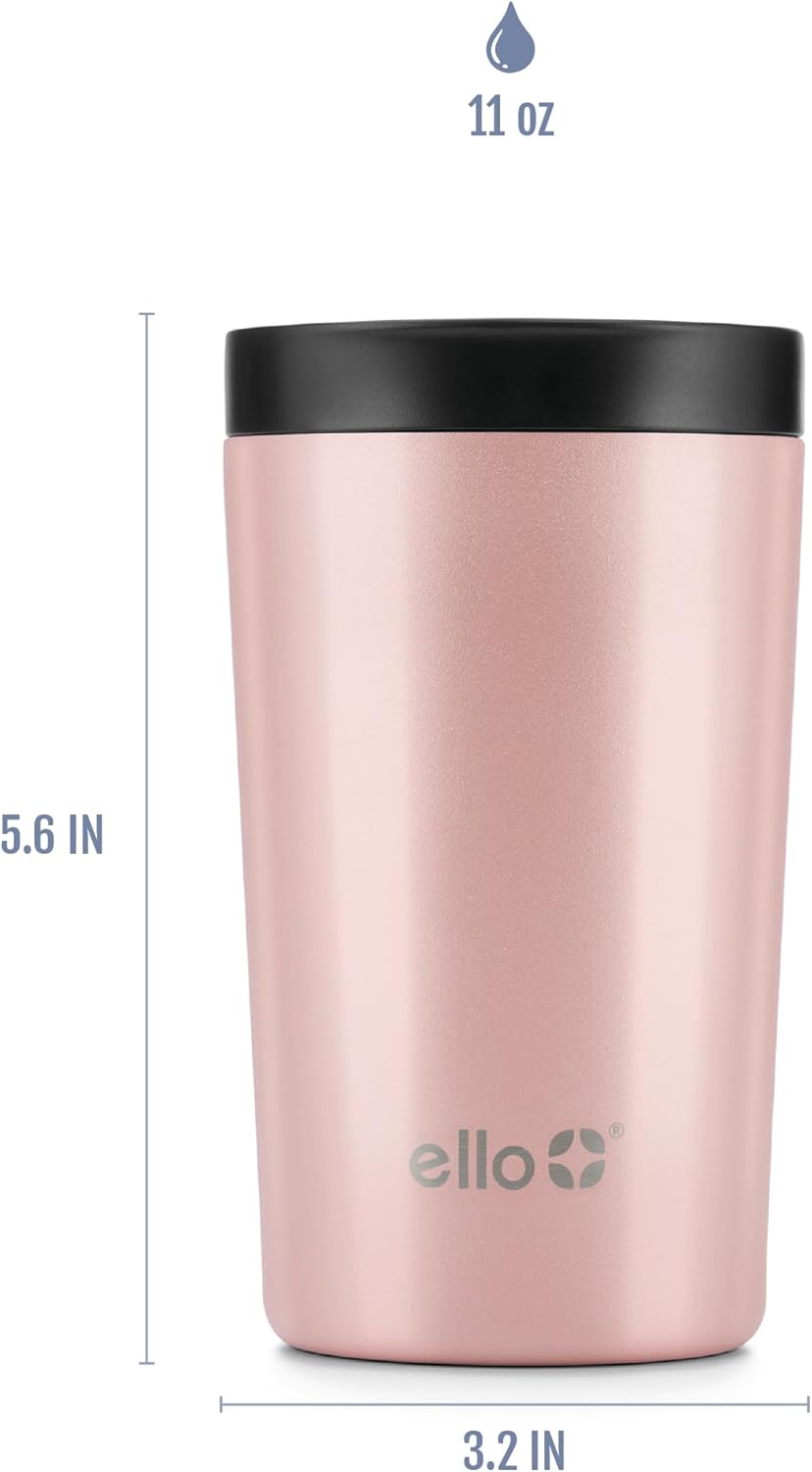 Jones 11oz Insulated Stainless Steel Leakproof Travel Mug, Black | Leakproof coffee cup keeps drinks hot for 3 hours. BPA-free, single-serve size, great for hot drinks, tea, and the office.