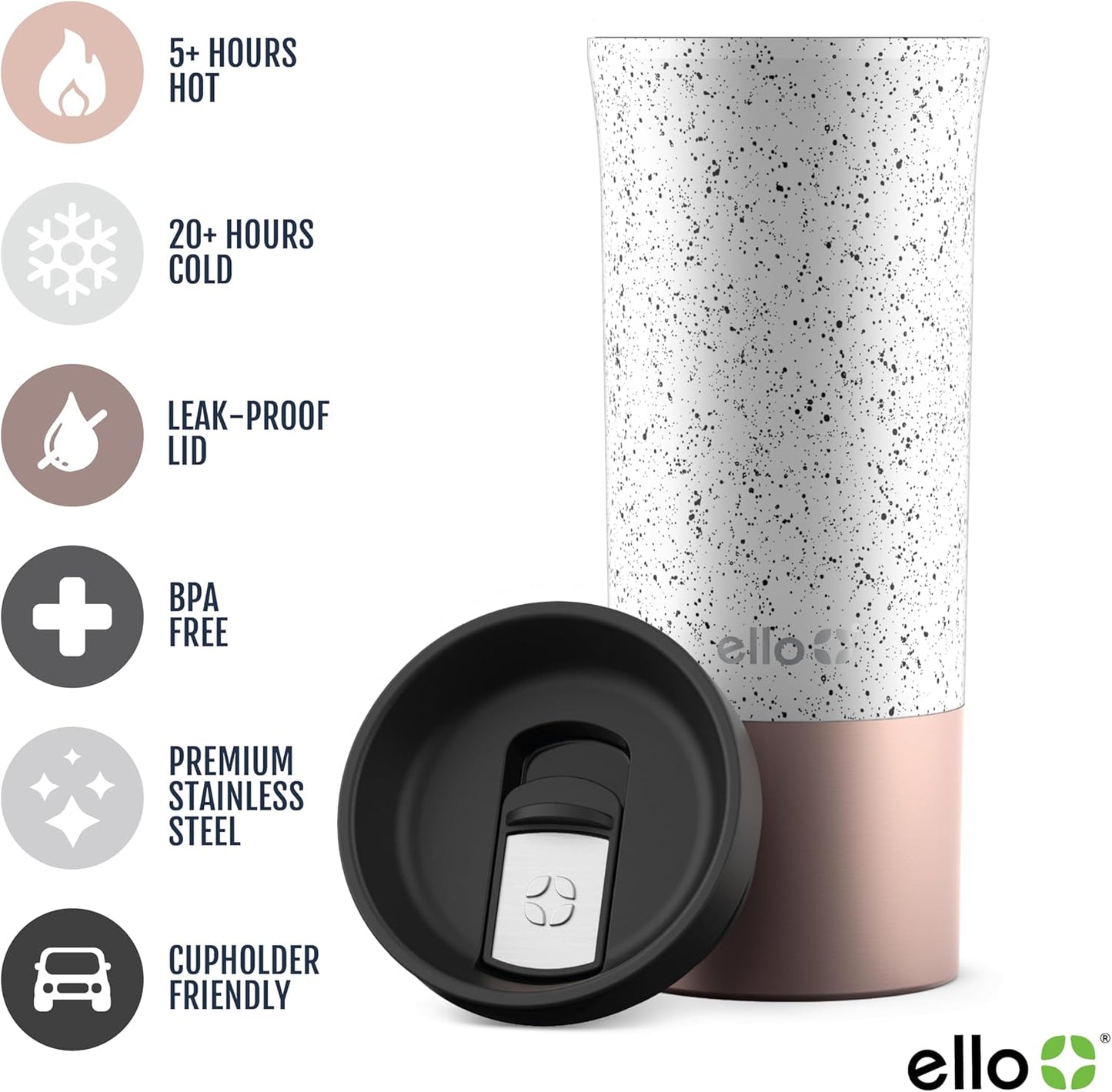Jones 11oz Insulated Stainless Steel Leakproof Travel Mug, Black | Leakproof coffee cup keeps drinks hot for 3 hours. BPA-free, single-serve size, great for hot drinks, tea, and the office.