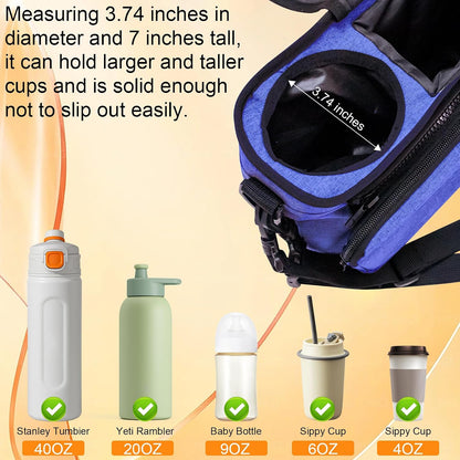 Universal Baby Stroller Organizer, 2 Heightened Insulated Cup Holders, Detachable Zippered Pocket, Adjustable Shoulder Strap, Non-Slip Secure Hooks Accessories，Large Capacity for Baby Essentials Navy