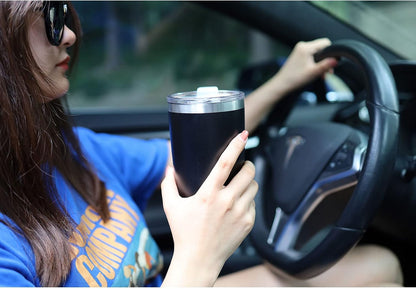 20oz Tumbler Stainless Steel with Lid Insulated Double Wall Coffee Travel Mug Durable Power Coated Thermal Cup Dishwasher Safty Sliver