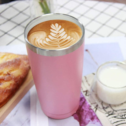 20oz Tumbler Stainless Steel with Lid Insulated Double Wall Coffee Travel Mug Durable Power Coated Thermal Cup Dishwasher Safty Sliver