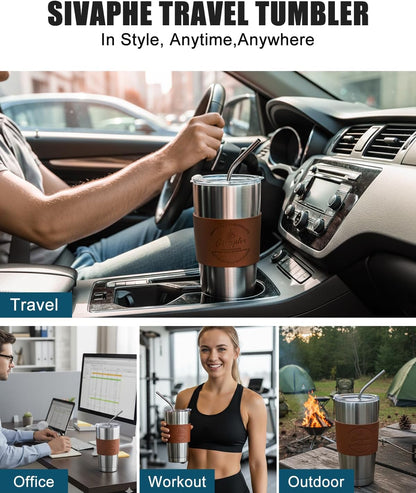 20oz Tumbler Stainless Steel with Lid Insulated Double Wall Coffee Travel Mug Durable Power Coated Thermal Cup Dishwasher Safty Sliver