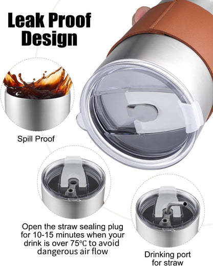 20oz Tumbler Stainless Steel with Lid Insulated Double Wall Coffee Travel Mug Durable Power Coated Thermal Cup Dishwasher Safty Sliver