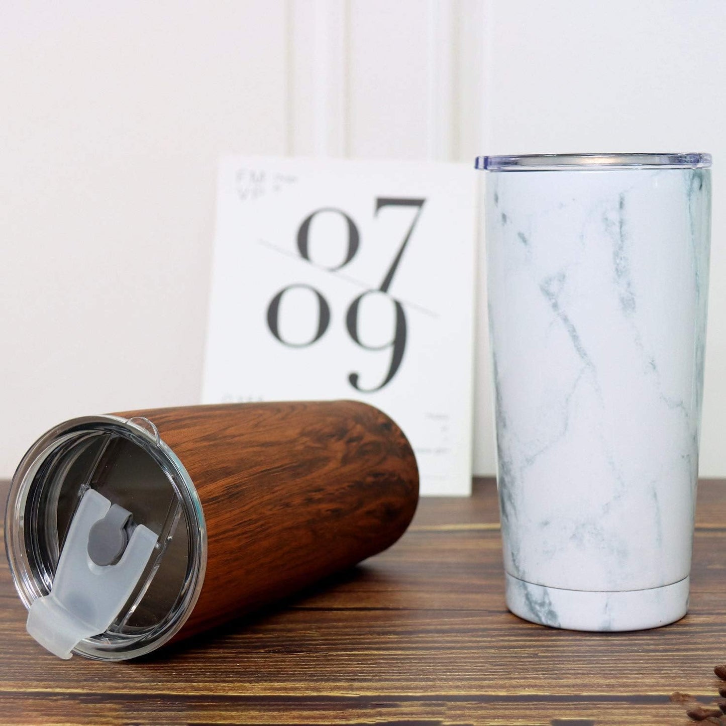 20oz Tumbler Stainless Steel with Lid Insulated Double Wall Coffee Travel Mug Durable Power Coated Thermal Cup Dishwasher Safty Sliver