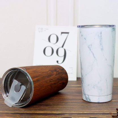 20oz Tumbler Stainless Steel with Lid Insulated Double Wall Coffee Travel Mug Durable Power Coated Thermal Cup Dishwasher Safty Sliver