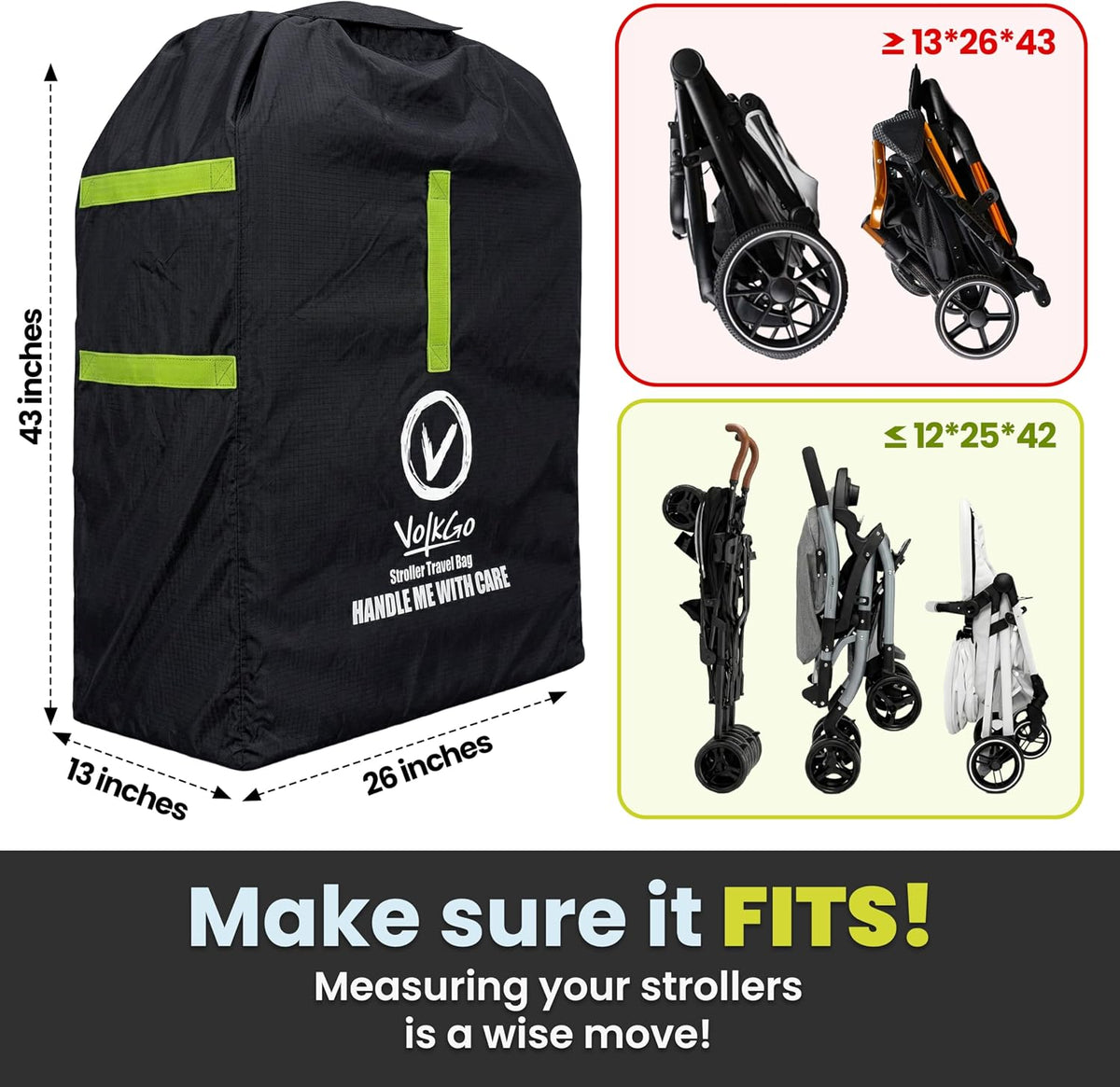Large Stroller Bag for Airplane, Large Cover for Airtravel, Jogger & Umbrella Stroller Cover for Travel - Fits Wide, Gate Check Bag, Heavy Duty Durable Infant carrier covers for Air Travel